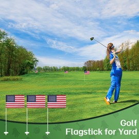 Golf Flag 6 FT, Golf Flagstick with Double-Side American Flag for Putting Green, USA Golf Pole & Hole Flag Stick for Yard, Golf Pin Flag Stick for Golf Course Practice, 1 Pack