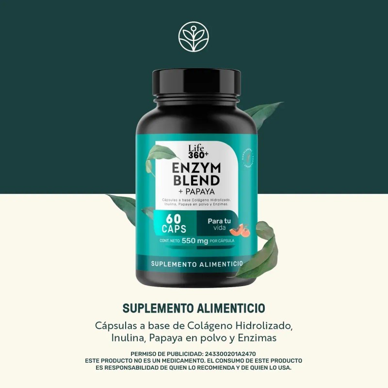 Enzimas Digestivas Life360 60 Cpsulas Bromelina Papana Sin Sabor Suplemento