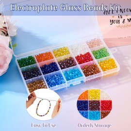 3000Pcs 4mm Crystal Beads Rondelle Faceted Beads Assorted Colorful Loose Beads Glass Beads Bulk 15 Colors Crystal Glass Beads for DIY Craft Bracelets Necklace Jewelry Making