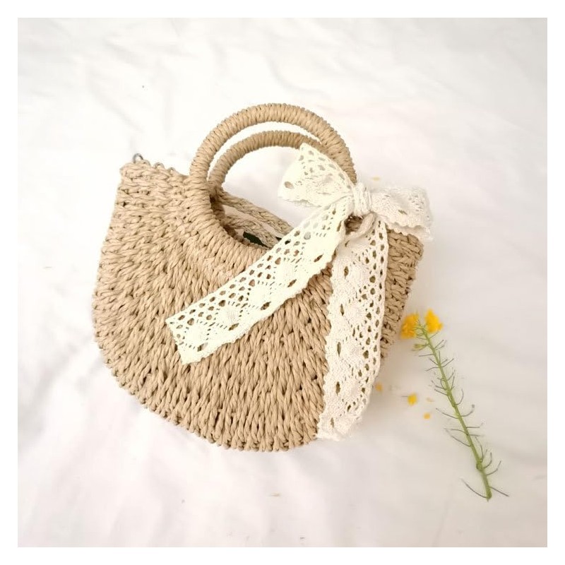 Inshere Women's Straw Beach Bag, Woven Shoulder Bag with Handbag,