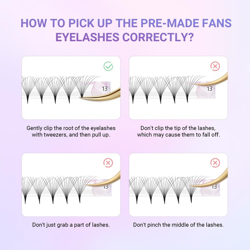 NAGARAKU 5D Ready-Made Fan Eyelashes, 320 Fans Volume, Premade Fans