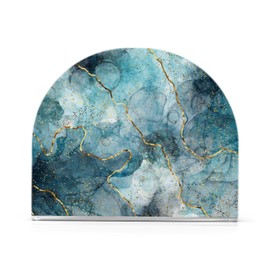 Napkin Holder Acrylic Napkin Holder for Table Kitchen Party Restaurant U Shaped Upright Napkin Dispenser Organizer Marble Blue