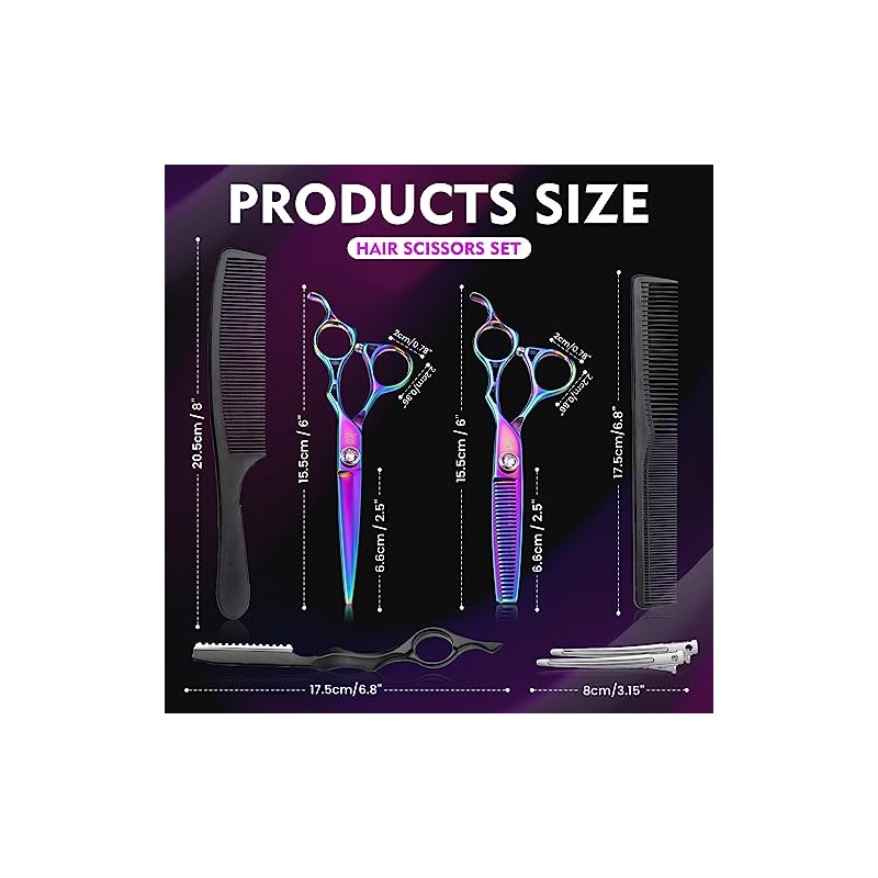 Hairdressing Scissors Set 6 Inch Hair Thinning Scissors