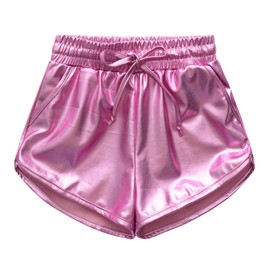 Girls Pink Metallic Shorts Sparkly Shinly Dance Hot Pants Shorts for Kids Size 4-5 Years