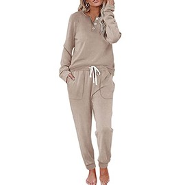 Cute Two Piece Outfits for Women, Pajama Pants for Women Beige S