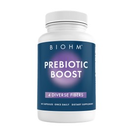 BIOHM Prebiotic Fiber Supplement (60 Capsules) 4 Diverse Dietary Fibers to Support Probiotic Environment, Helps Improve Gut Health and Immune System, Includes Inulin & Apple Pectin Powder