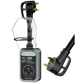 EPLCSE RV Surge Protector 30 Amp, 13000 Joules RV Circuit Analyzer with Waterproof Cover,RV Adapter Plug for Camper Travel Trailers (30AMP-Grey)