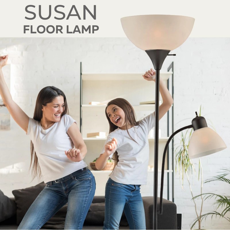 LIGHTACCENTS Adjustable Black Floor Lamp, 72'', Reading Light, Modern Style,