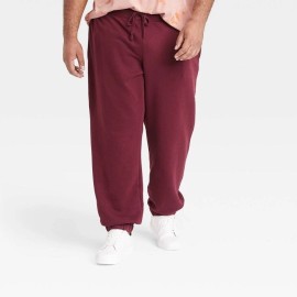 Goodfellow & Co Mens Burgundy Cotton Fleece Jogger Pants Drawstring Size XL