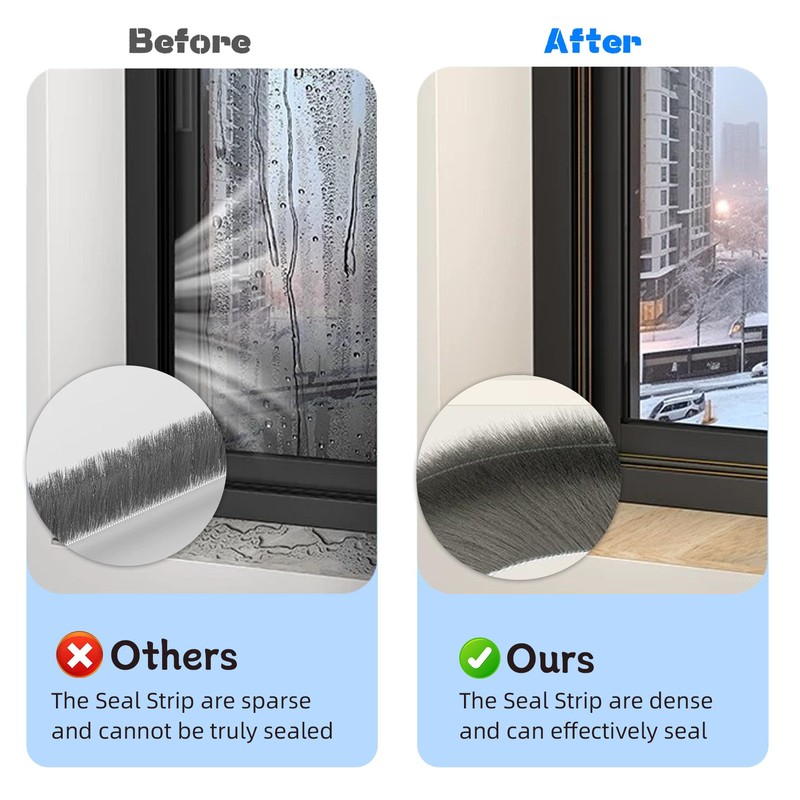 Brush Weather Stripping,Seal-Effective Weather Stripping for Doors & Windows,Insulation Strip