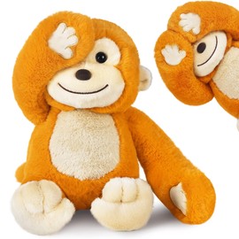 iPlay, iLearn Baby Monkey Stuffed Animal, 12" Infant Soft Hide Seek Soft Plush Toy, Newborn Babies First Birthday Gift, Cute Easter Basket for 0 3 6 9 12 Month, 1 2 3 Year Old Toddlers Girl Boy Kid