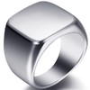 Size 5-15 Stainless Steel Signet Ring Black Silver Classical Simple