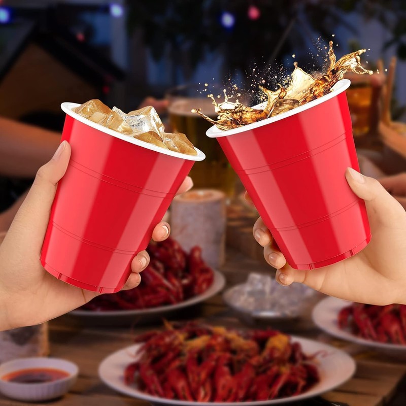 POLARIS PRIVATE LTD Red Plastic Cups, Disposable Cups 12oz (50
