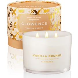Glowence Vanilla Scented Candle - 100% Natural Soy Wax - Large 3 Wick Jar Candle - Up to 40 Hours Burning Time - Aromatherapy Candles for Home - Housewarming Gift for Men and Women