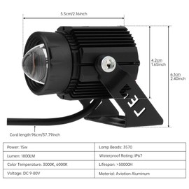 Windance Super Bright 30W LED Spotlight High Low Beam Auxiliary Driving Lights White Yelow Fog Work Lights for Motorcycle Scooter ATV UTV Tractor Truck Boat (Black)