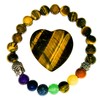 Deep Healing Light 7 Chakras Tiger's Eye Bracelet and Heart