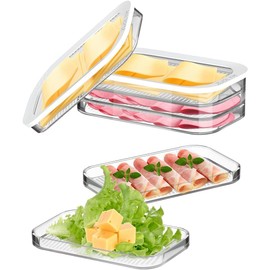 Deli Meat Container for Fridge, Lunch Meat Container for Refrigerator Airtight Fridge organizer,Food Storage Boxes With Lid Transparent Bacon Cheese,Meal Prep Containers,Cold Cuts,BPA Free,3pcs