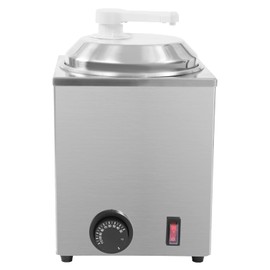 CUBELLIN 2.4QT Hot Fudge Warmer 110V 650W Electric Cheese Warmer Dispenser with Pump Stainless Steel Nacho Cheese Warmer Temperature Adjustable Cheese Sauce Warmer