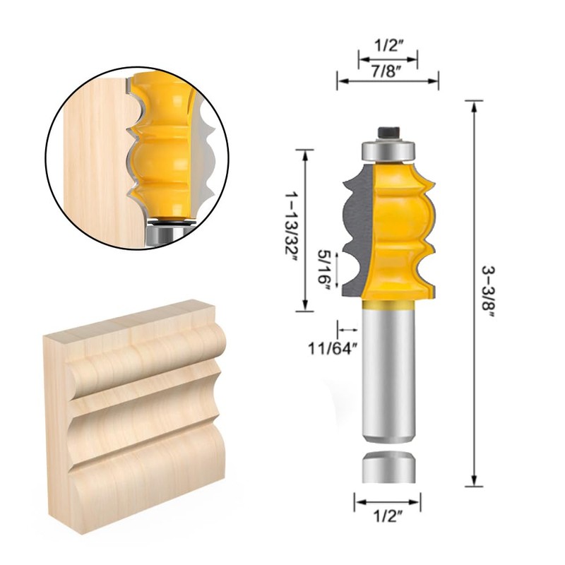 OLETBE 10 PCS Router Bit Set, 1/2-Inch Shank Round Over