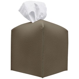 carrotez Tissue Box Cover, [Refined] Modern PU Leather Square Tissue Box Holder - Decorative Holder/Organizer for Bathroom Vanity Countertop, Night Stands, Office Desk & Car 5"X5"X5" - Cocoa Brown