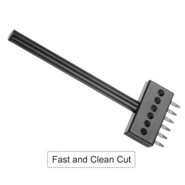 Kozelo Leather Prong Punch Tool [6mm] 6 Steel Prong Row Round Lacing Stitching Punch DIY Diamond Lacing Stitching Chisel for Leather Craft Shoes Use,126mm Length