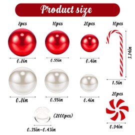 2106PCS Christmas Vase Filler Floating Pearls for Vases, Christmas Vase Fillers Beads Floating Pearls & Candy Water Gel Beads for Christmas Home Table Party Decor (Red)