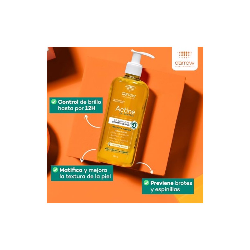 Darrow Actine Oil Control Gel Limpiador Dermatológico Piel Mixta Grasa