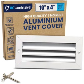 [10 x 4 Duct Hole] Vent Cover. Aluminum Exterior Return Grille HVAC Sidewall - Outside Air Louver Waterproof & Rain Block. Return Grille Outdoor. The Aluminum Never Rust. White [11.6 x 5.6" Face]