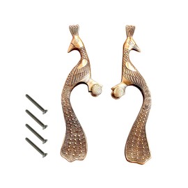 eSplanade - Designer Peacock Shape Brass Door Handles (2 pcs) | Handlesets | Door Decor | Pair of Brass Door Handles Door Pulls (13" Inches)