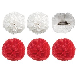 Flamenca Flower Chulapa Accessories Flamenca Girls Flowers Flamenca Women for April Flamingo Sevillana Chulapa and Dance (Pack of 6, Red White)