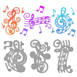 GLOBLELAND 3 Pieces Music Note Cutting Dies,Music Note Embossing Stencils, Music Party Decorations, Stencil Cutting Dies for Music Theme Cards, Scrapbooking and DIY Craft Album, Paper Card Decor