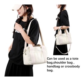 Wxnow Small Tote Bag with Zipper Tote Bag for Women Canvas Hobo Purse Multi Pocket Tote Shopper Shoulder Bag Crossbody Bag 2023, Beige