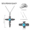 OHAYOO Feather Cross Pendant Necklace for Women 925 Sterling Silver