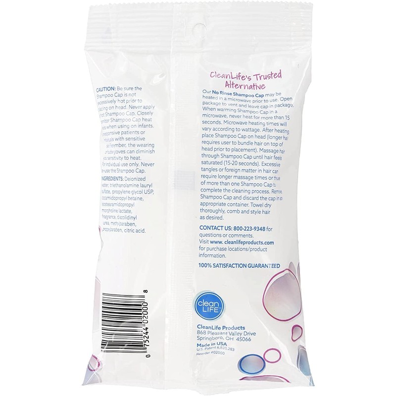 No Rinse Shampoo Cap,Cleanlife Products,2000