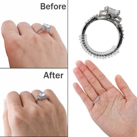 Ring Size Adjuster for Loose Rings Clear Silicone Ring Guard Spacer Set with 4 Sizes Invisible Ring Sizer for Women Men Wedding Rings Jewelry Size Reducer 2mm-5mm