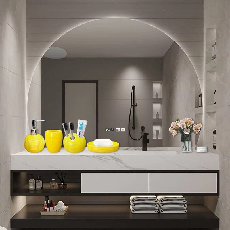 Bathroom Accessories Set 4 Piece Yellow Ceramic Bathroom Decor Accessory