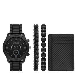Set reloj con pulsera y tarjetero Folio Sets FMDFL6056 de aleación en color negro para caballero