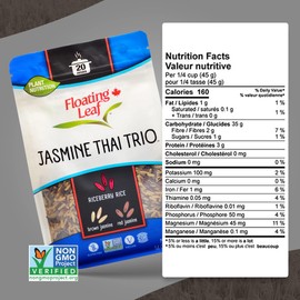Floating Leaf Wild Rice Blend - Non-GMO & Gluten free Organic Rice| Jasmine Thai Rice Trio blended with Riceberry Rice, Brown Rice & Red Rice (Pack of 3) 14 oz each | Vegan & Kosher Wild Rice Blend
