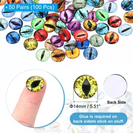 PATIKIL 14mm Dragon Eyes, 100 Pcs Round Glass Eyes Animals Crochet Eyes, Mixed Colors