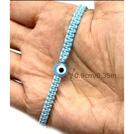 Evil Eye String Light Blue Evil Eye Bracelet for Women Men Charm Braided Lucky Bracelet