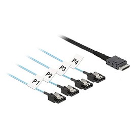 Delock Cable OCuLink SFF-8611 > 4 x SATA 7 Pin 1 m Metal