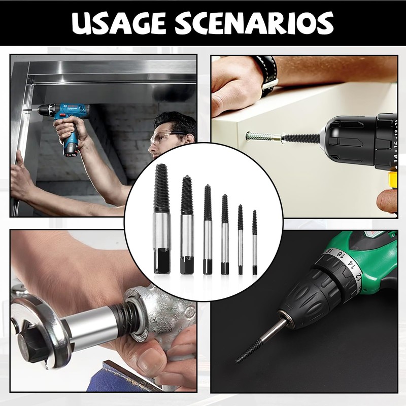 Screw Extractors 6PCS with Box, Damaged Screw Bolt Extractor Set,