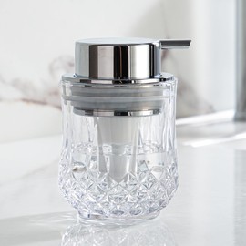 Enra Foaming Soap Dispenser, Bathroom Hand Foam Soap Dispensers,Glass Refillable Dish Soap Dispenser,Modern Home Soap Dispenser for Bathroom,Kitchen (Clear/Silver Poam Pump)