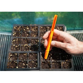 Dibby Seed Sowing Garden Tool Dibber Planter Transplanter – Sow Seeds at the Right Depth – Easily Transplant Delicate Seedlings (Dibby XL) Orange