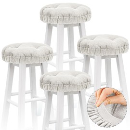 Marsui 4 Pieces Soft Stool Covers Round Bar Stool Cushions with Elastic Band Padded Seat Covers Nonslip Round Seat Cushions for Chairs Slipcovers(12 Inch,Brown)
