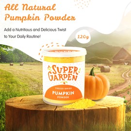 Super Garden Freeze Dried Pumpkin Powder | Flavourful, 100% Natural Freeze Dried Pumpkins | Vegetable Powder for Smoothies, Porridges & Natural Food Coloring | No Gluten or Added Sugar | 120g