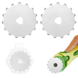 2 Pieces 45 mm Perforating Rotary Cutter Blades Crochet Edge Skip Stitch Rotary Replacement Blades with Plastic Box for Crafting Sewing Leather Paper Cardstock