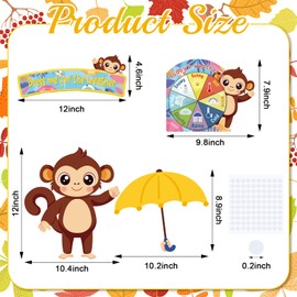 Ireer 56 Pieces Weather Bulletin Board Set for Preschool 12 x 8'' Animal Weather Chart for Classroom Dress up Seasonal Bulletin Board Cutout for Wall Blackboard Decorations(Monkey)