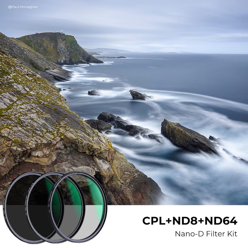 K&F Concept 62MM CPL, ND8, ND64 Lens Filter Kit, Multi-Coated