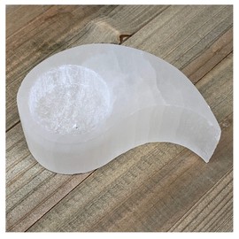 1pc, 240-280g, 4"x2.2"x1.6" White Selenite Candle Holder Polished Wave Shape from Morocco